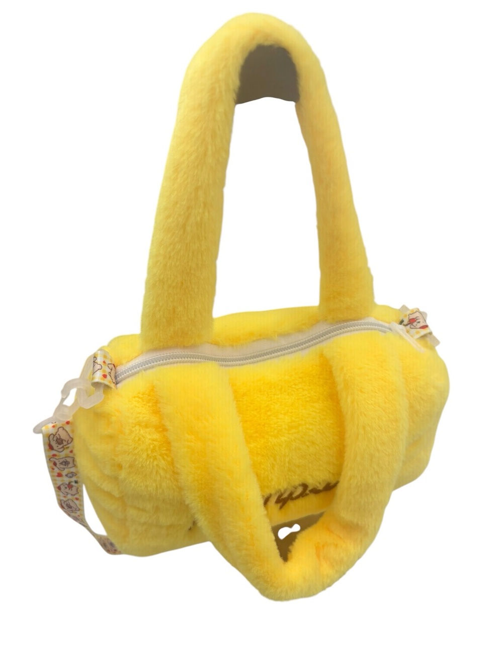 Sanrio Pompurin Plush Fuzzy Mini Tote Bag Yellow Kawaii Shoulder Purse - Picture 5 of 6